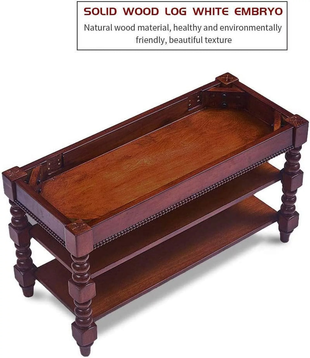 Solid Wood Shoe Storage Bench with Cushion A135