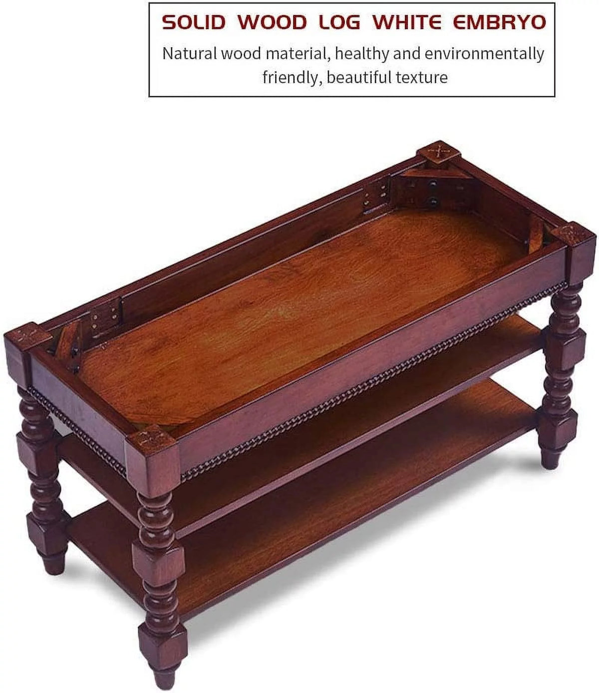 Solid Wood Shoe Storage Bench with Cushion A135