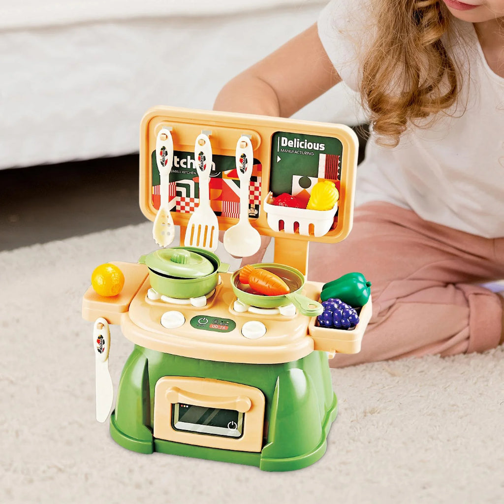 30Pcs Kitchen Playset Toy Pretend Food and Cooking Playset Educational Learning Skill Toy Pretend Chef Cookware for Dollhouse green M89510