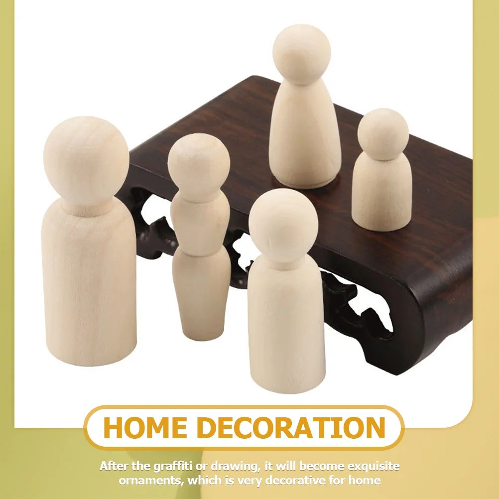 80 Pcs Blank Wooden Peg People Figures N2452