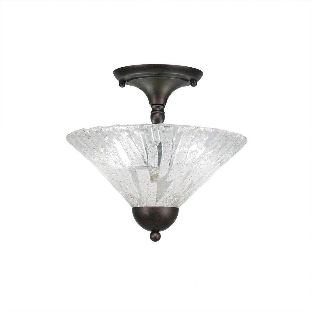 Two Light Semi-Flush Mount Bronze Finish with Saturn Glass H414