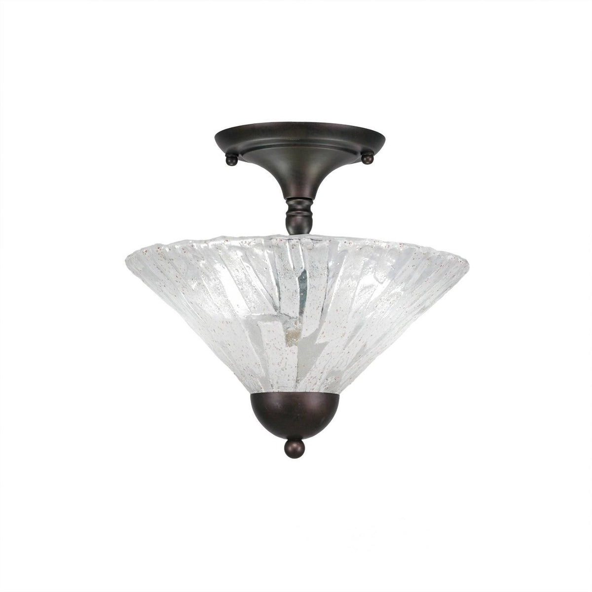 Two Light Semi-Flush Mount Bronze Finish with Saturn Glass H414