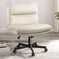 PU Leather Armless Cross Legged Office Desk Chair with Wheels V465