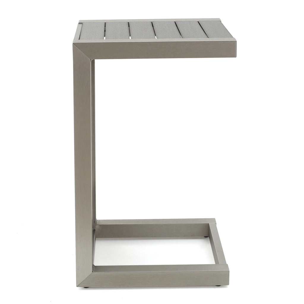 Gray Outdoor Aluminum Club Chairs with Side Table J70044