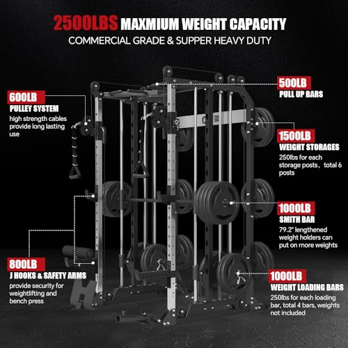 Power Cage with Barbell, LAT-Pull Down & Cable Crossover System P308