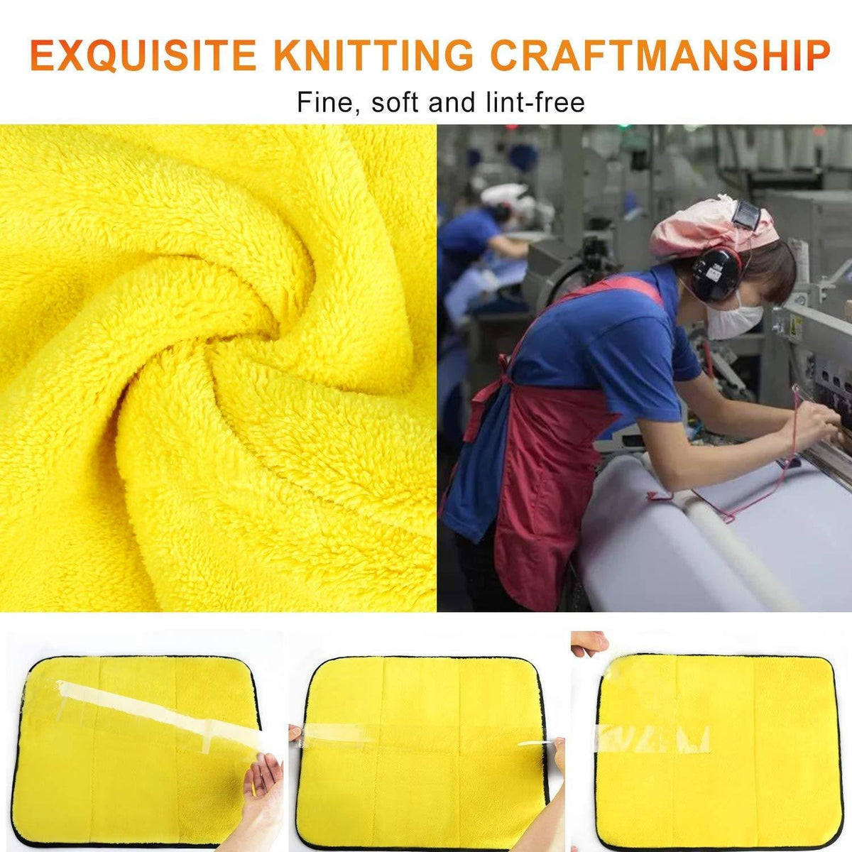 Microfiber Car Drying Towel 38x44CM, 1200gsm, Pack of 3 P2013