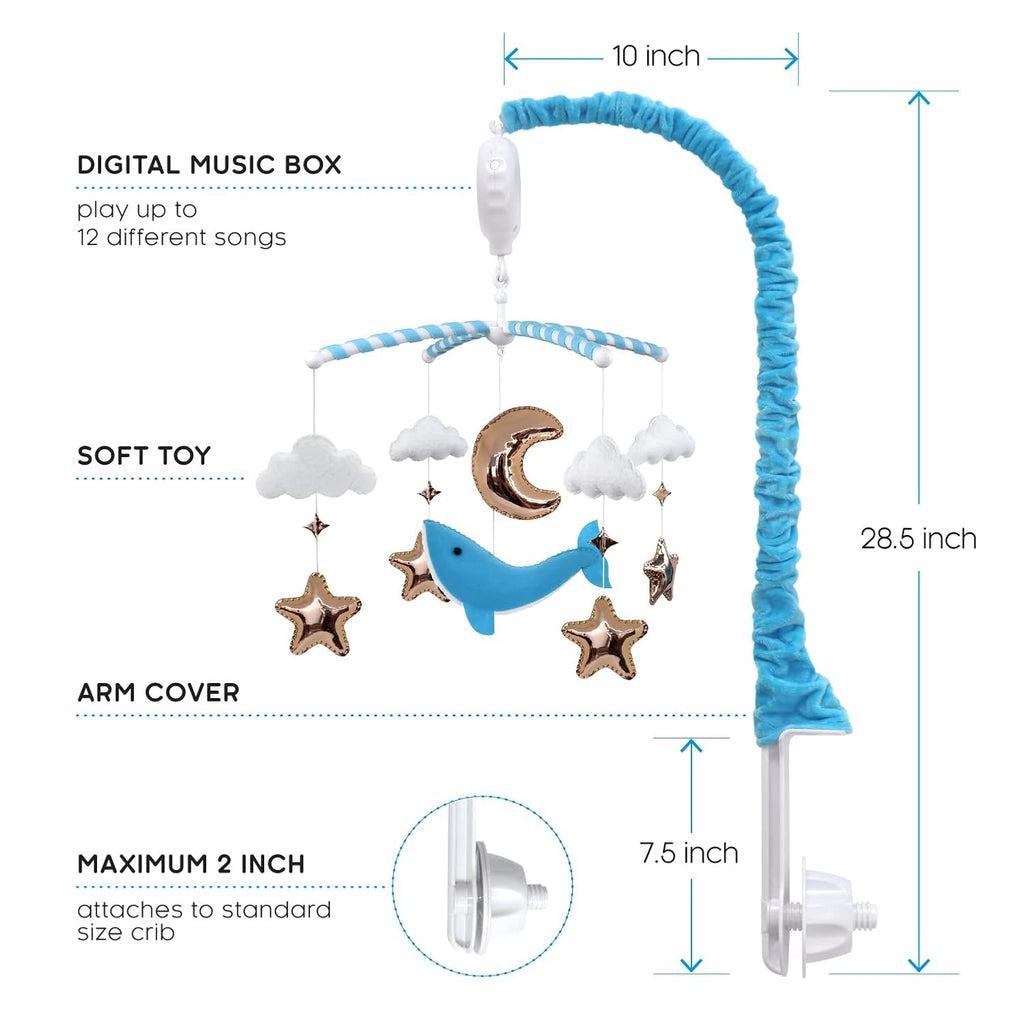 Ocean Whale Musical Crib Mobile with 15 Lullabies A169