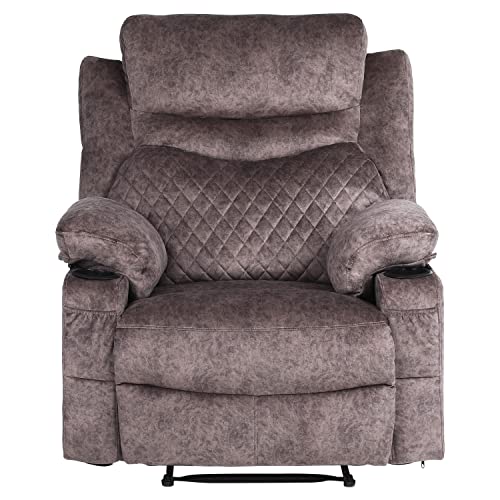 Oversized Grey Fabric Recliner with Massage and Heat L887536