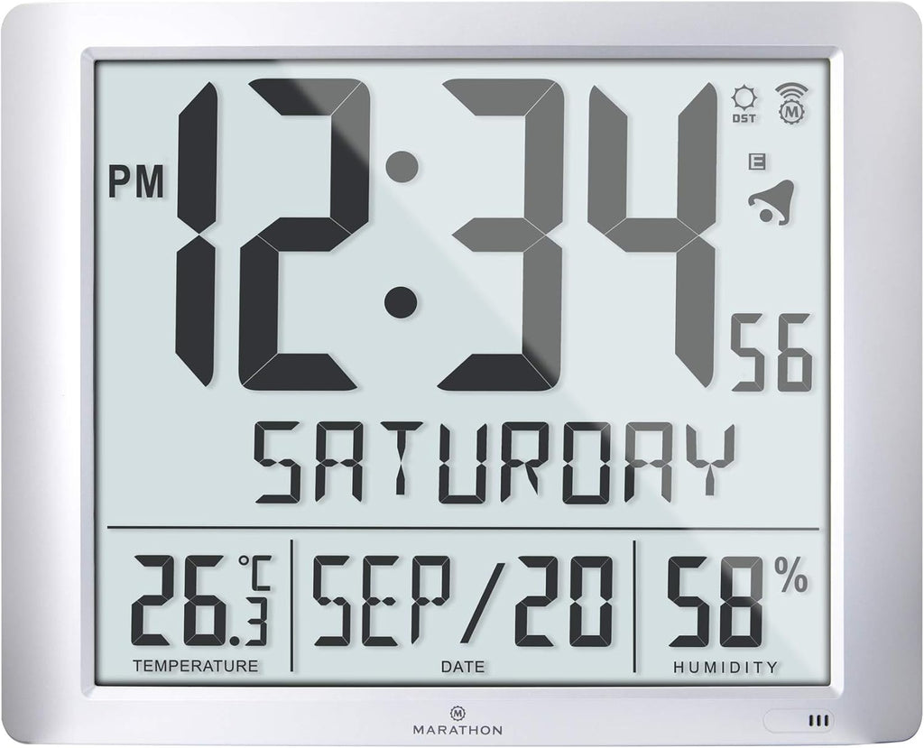 Silver 20 Inch Wall Clock with 6.5 Inch Numbers G38603