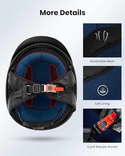 Half Helmet Motorcycle Open Face Sun Visor Quick Release Buckle DOT Approved Y4461