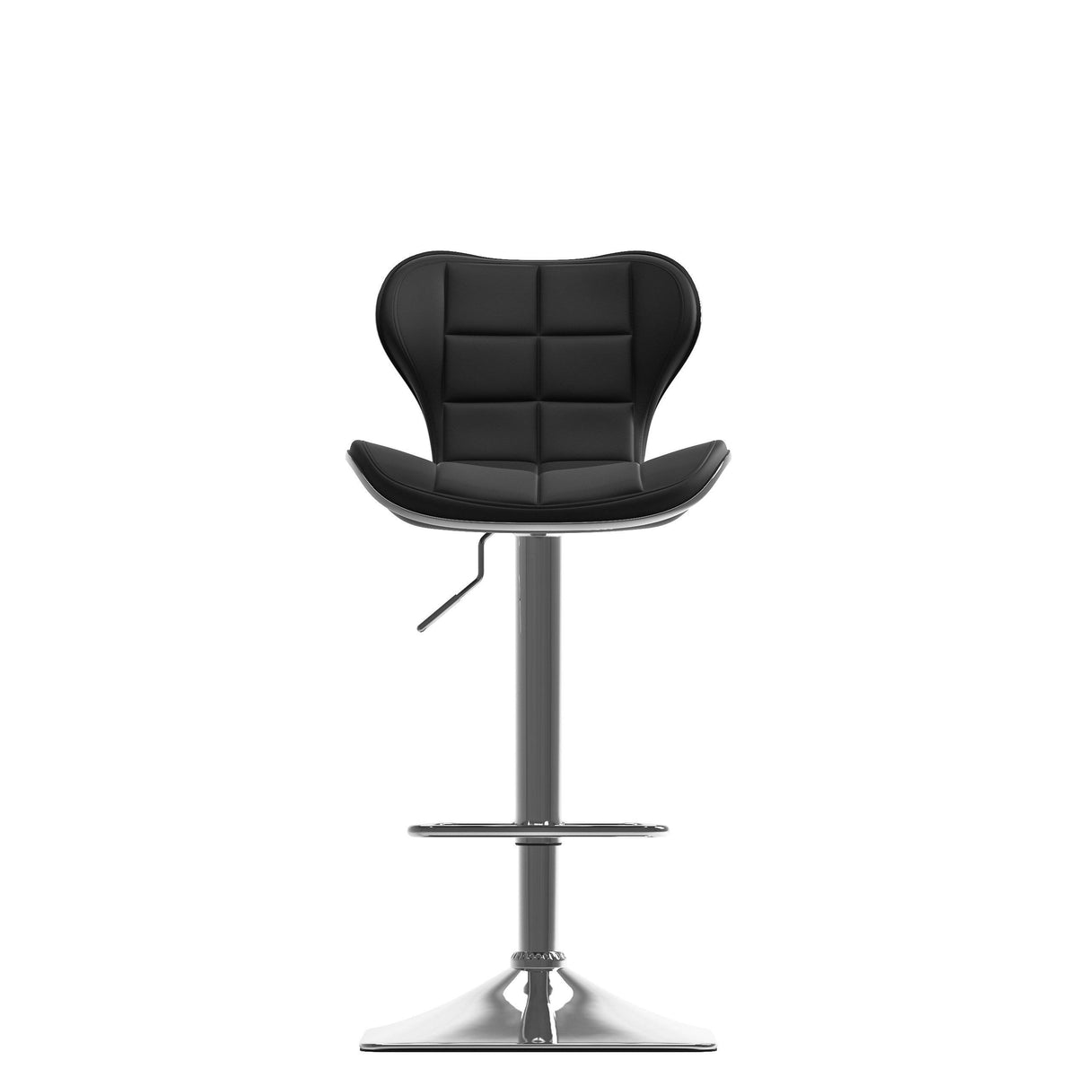 Adjustable Barstool in Black Bonded Leather, Set of 2 H406713