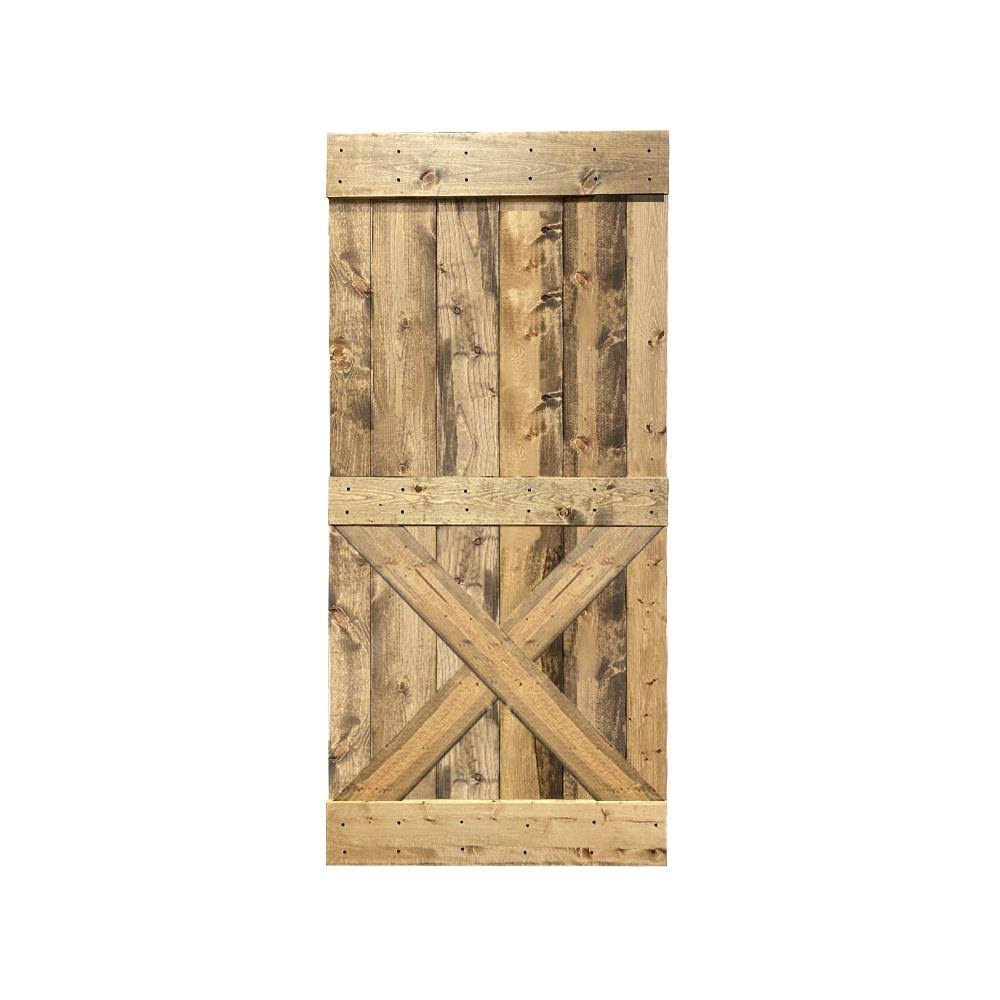 Solid Knotty Pine Wood Interior Sliding Barn Door Slab D329599