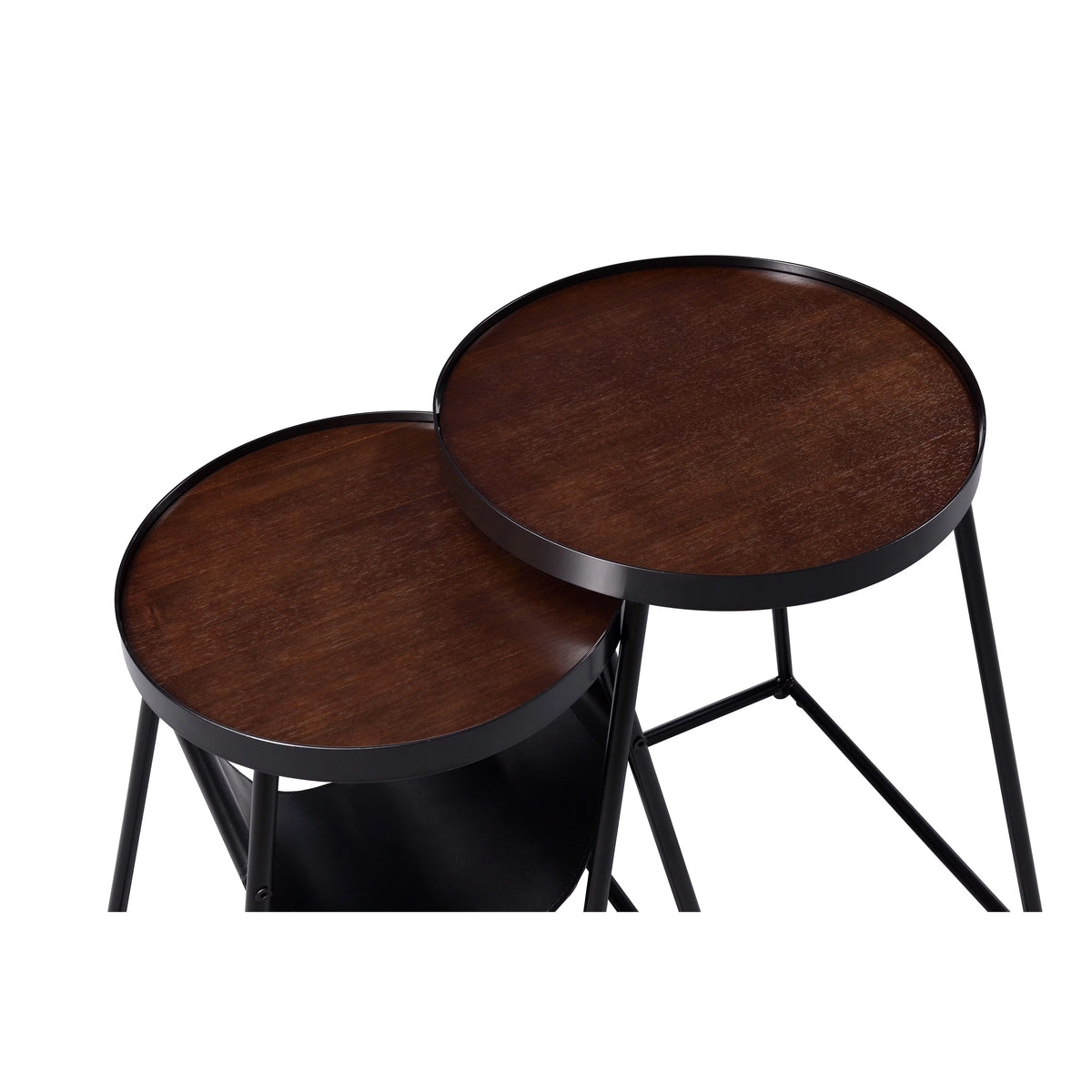 Matte Black Steel 2-Piece Nesting Tables Set V655