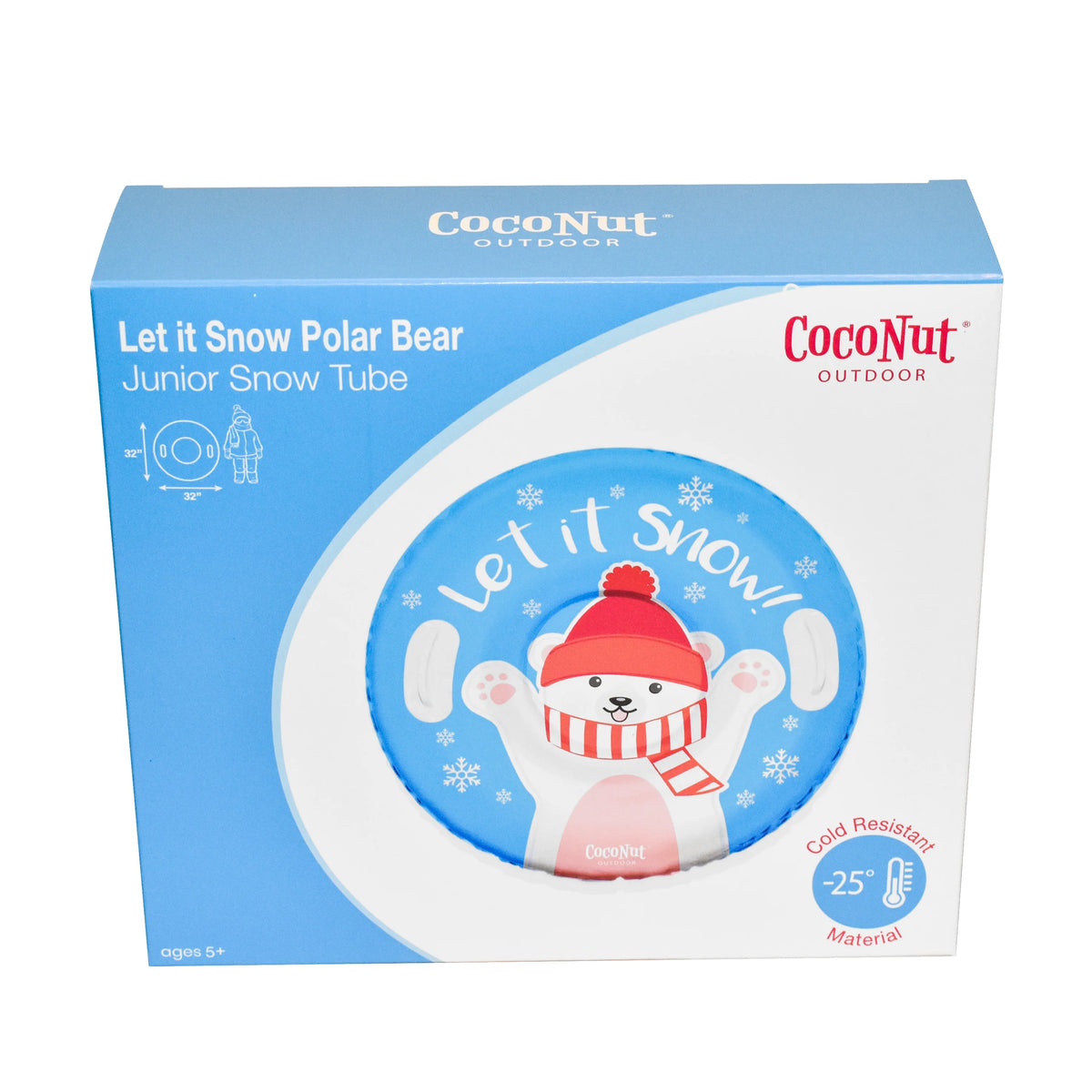 32” Inflatable Polar Bear Snow Ring Heavy Duty Snow Sled with Sturdy Handles F7607