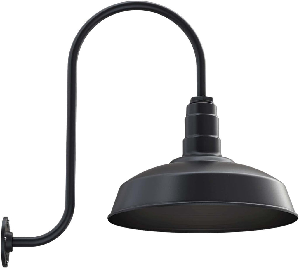 Black Outdoor Barn Light with 16 Dome and 16 Gooseneck R992859