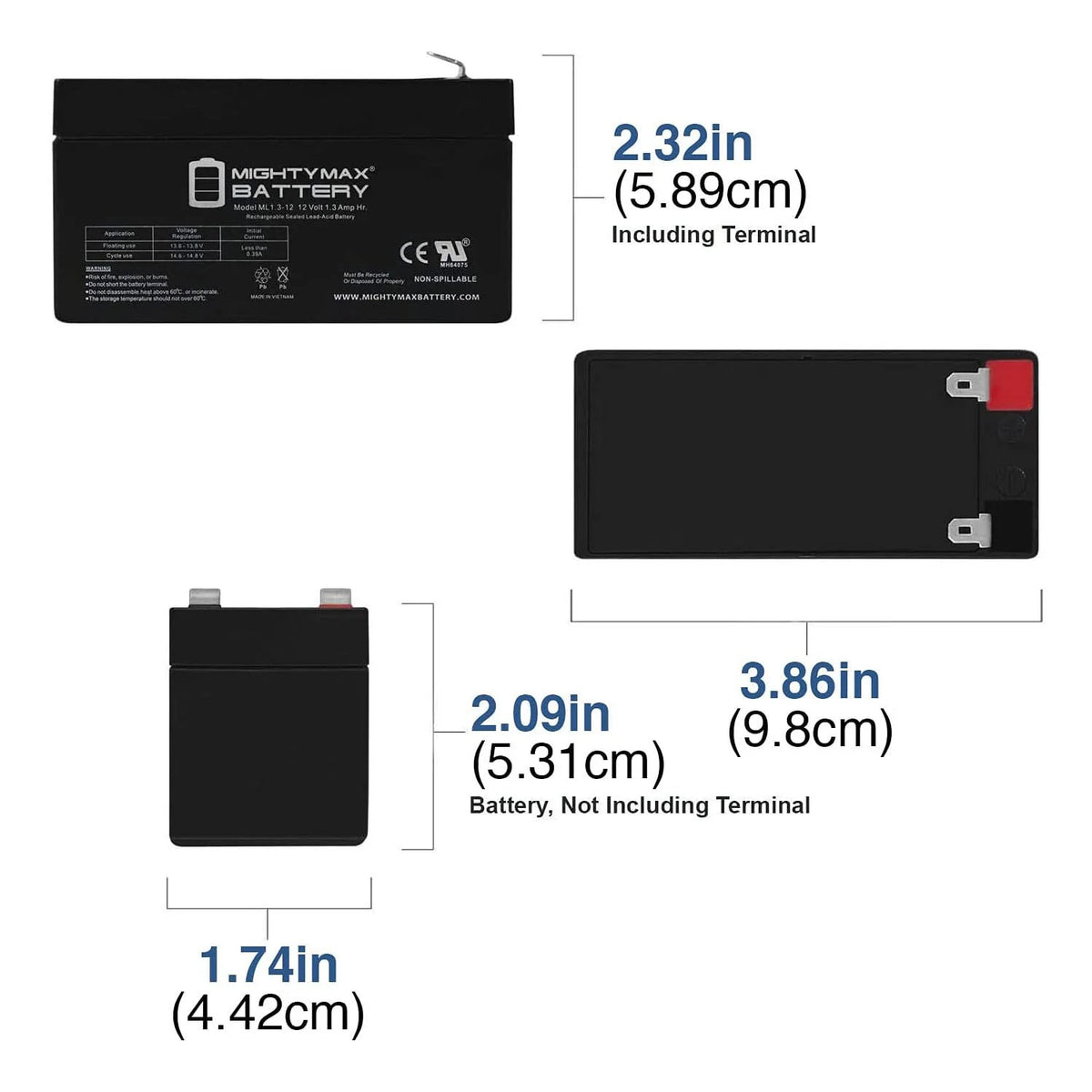 12V 1.3Ah Battery 2 Pack M841