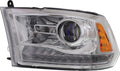 Headlight Assembly Compatible with 2013-2018 Ram 1500 2500 3500 Halogen Projector Type Chrome Driver Side S815