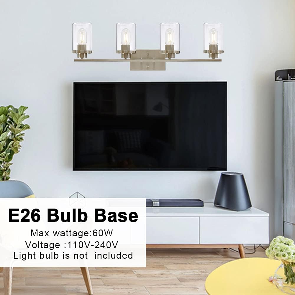 Industrial Brushed Nickel 4-Lights Clear Glass Wall Lamp Light Fixture G523245