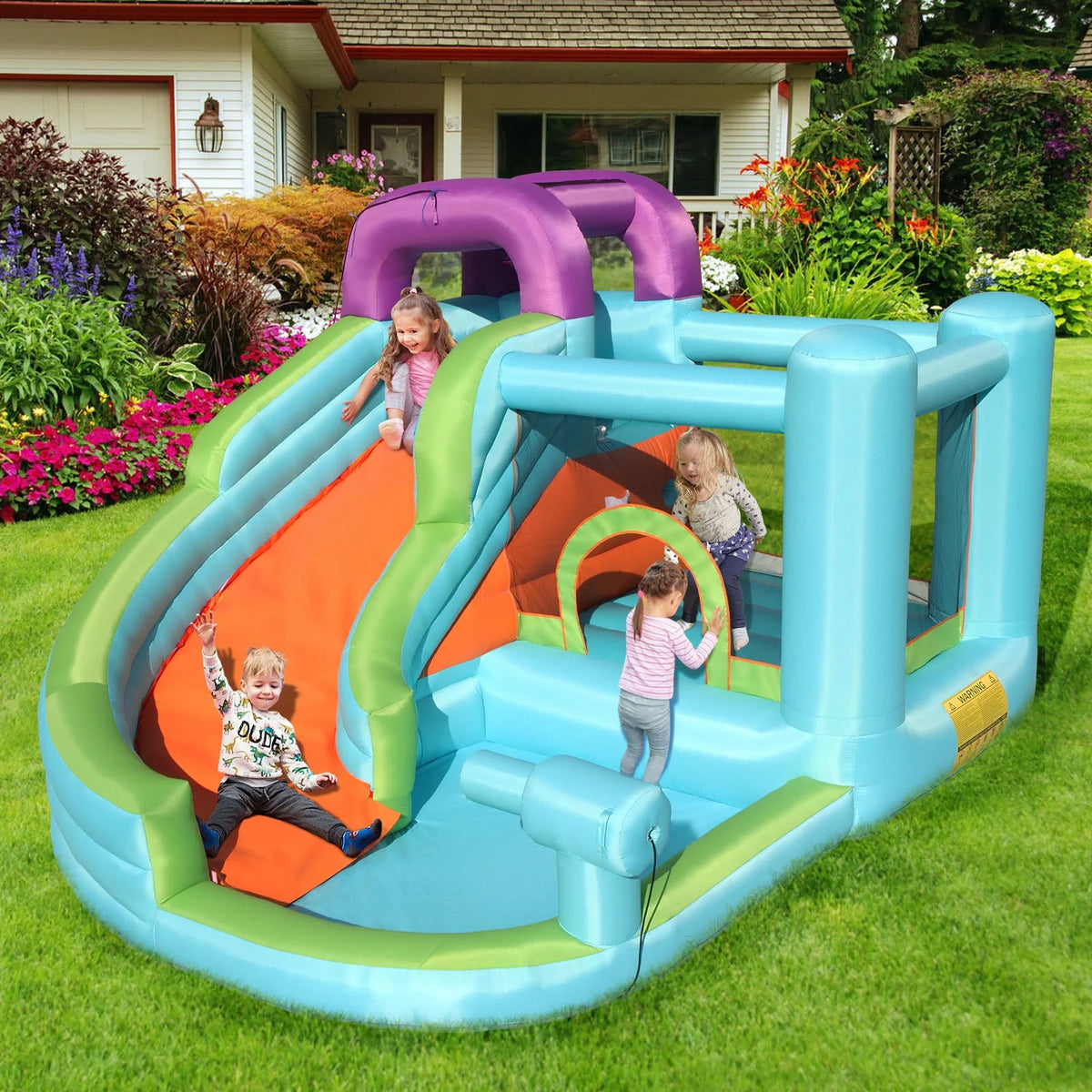 Inflatable Bounce House with Slide Pool Area Climbing Wall PVC J8807