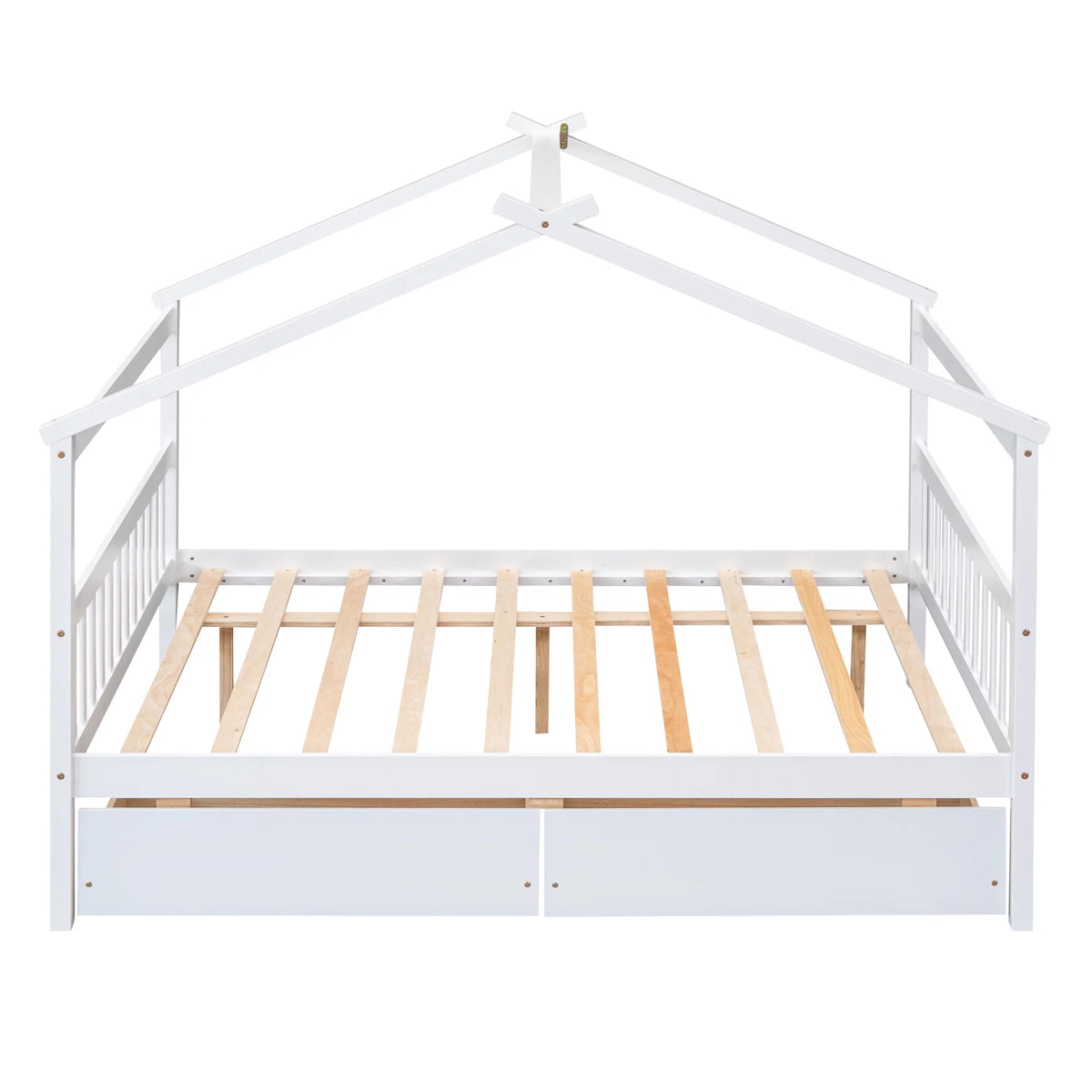 Full Size White Wooden House Bed with Drawers U67742