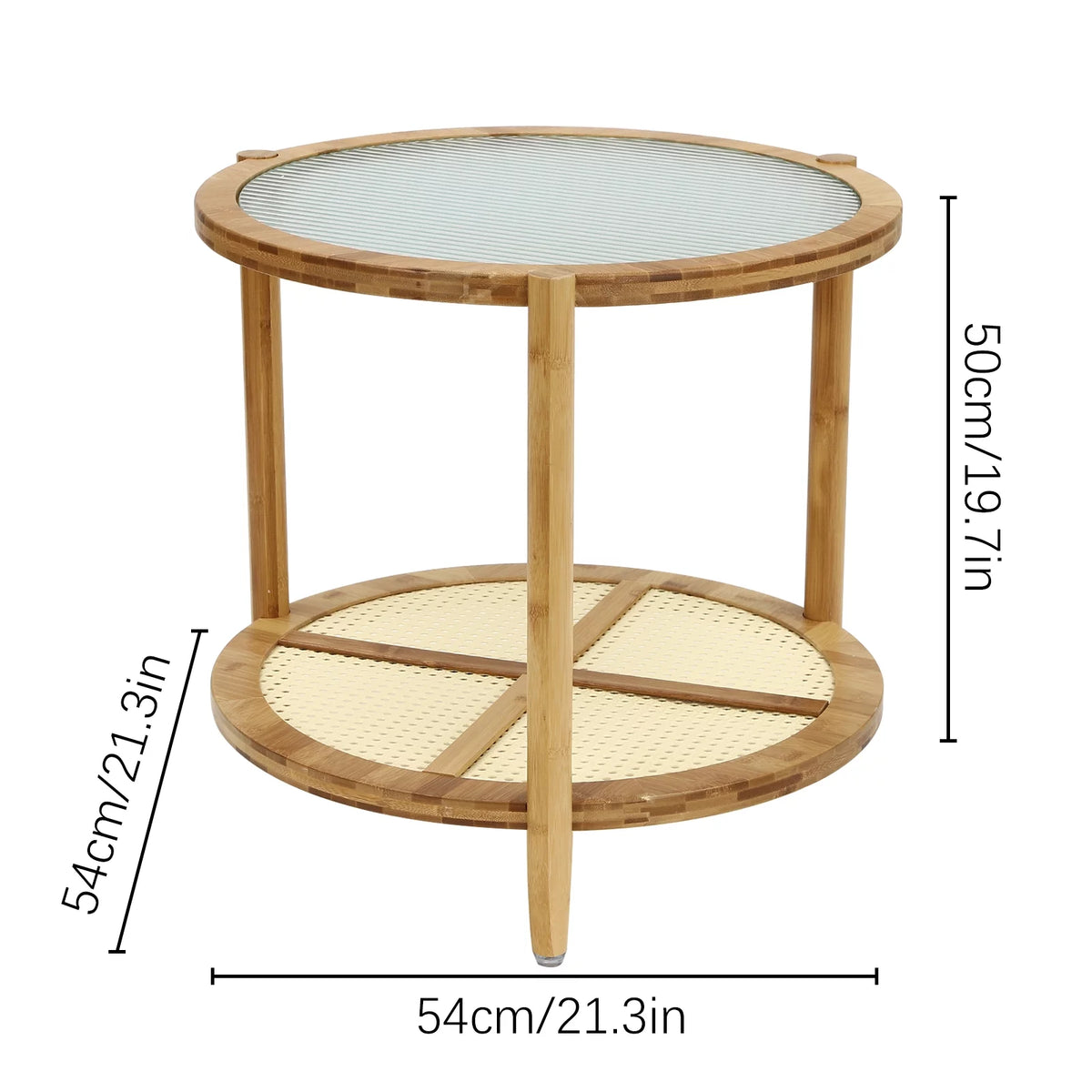 Round Wood Coffee Table with Storage Shelves V15213