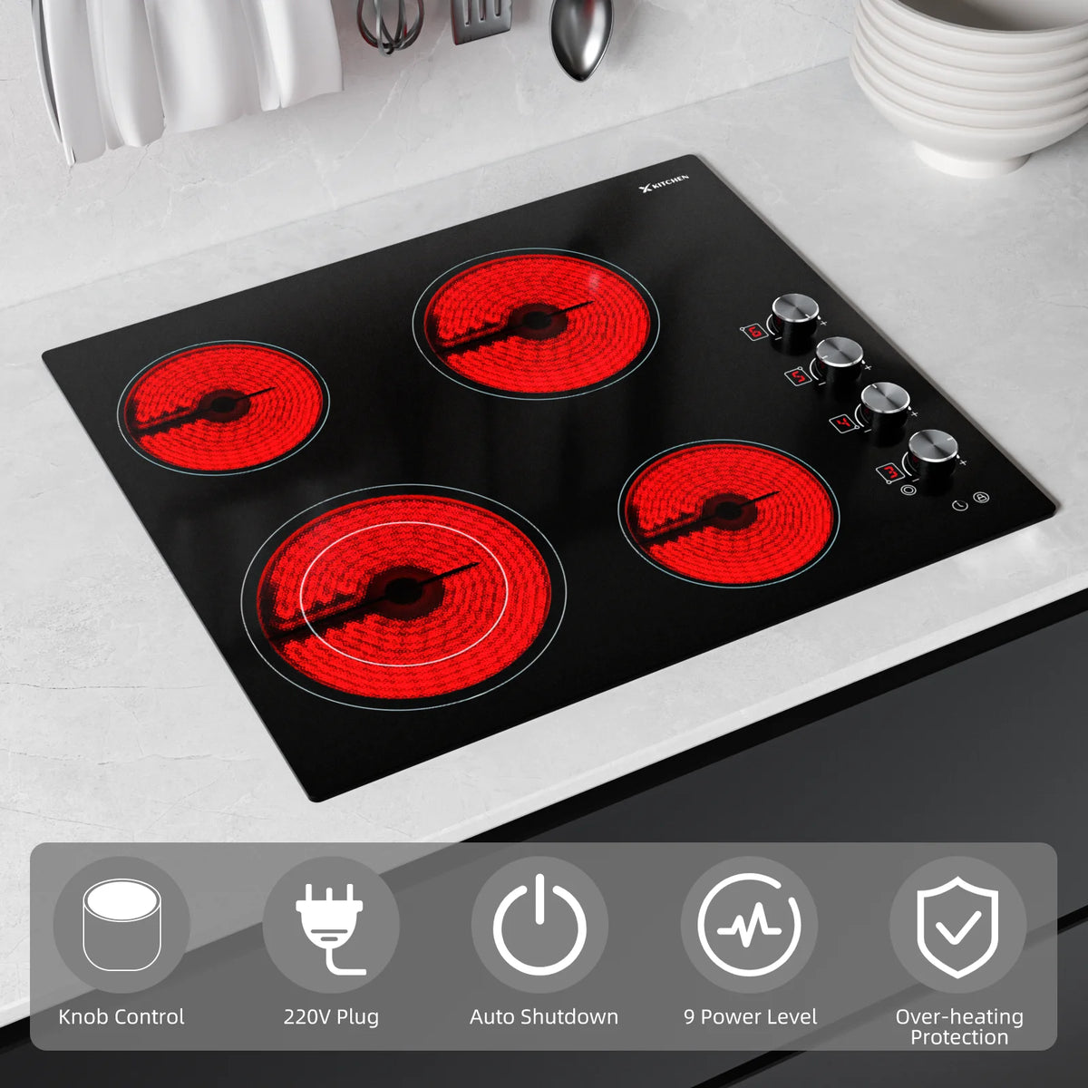 24 Inch 4 Burners Electric Cooktop L328