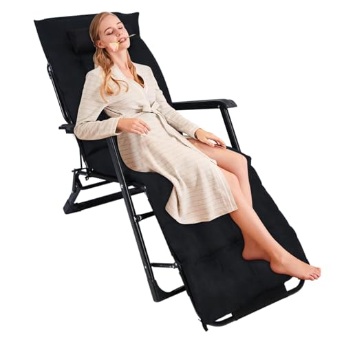 Oversized Black Folding Lounge Chair with Detachable Pillow U85595