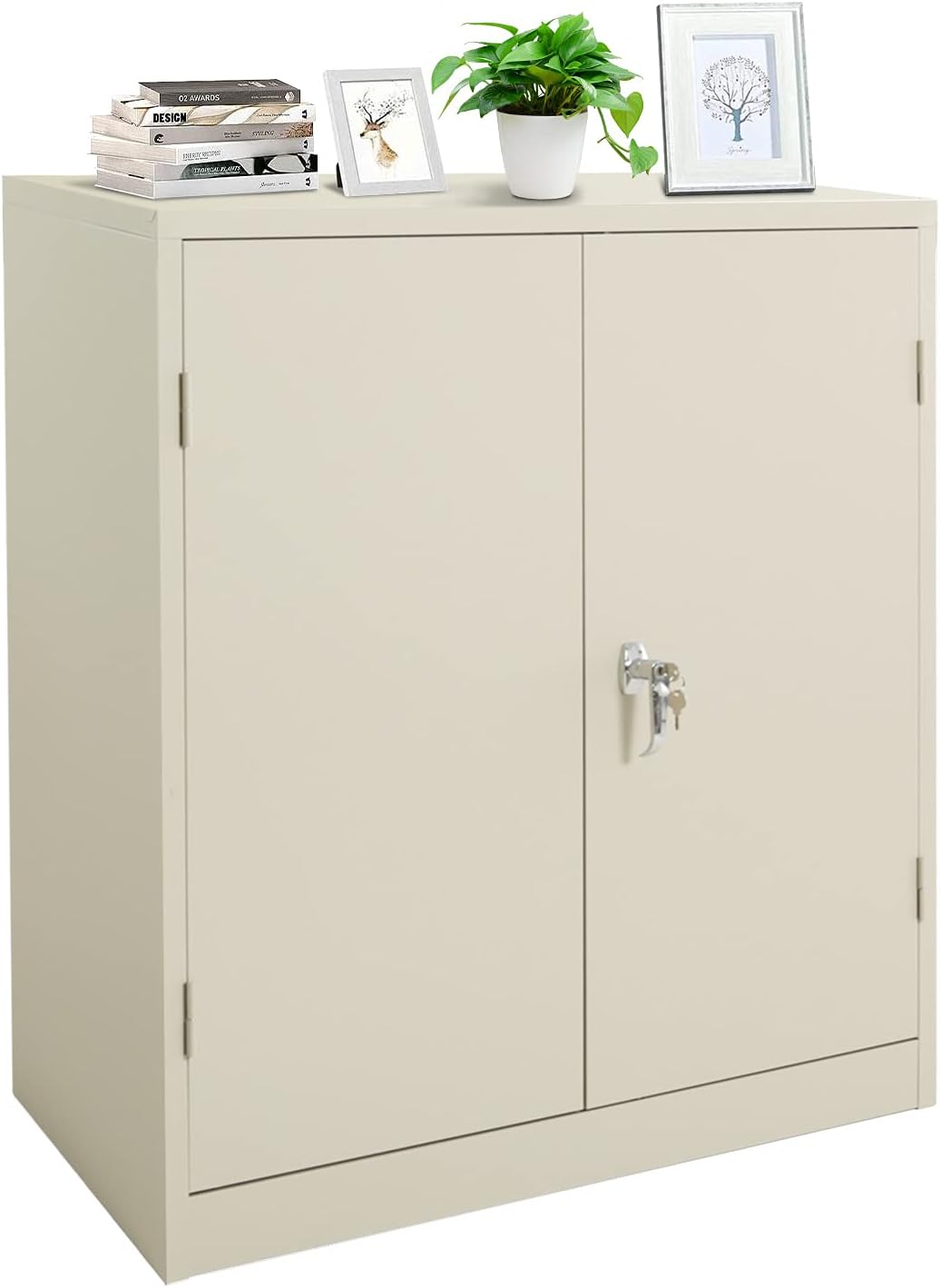 Black Metal Storage Cabinet with Locking Doors and Shelves R541557