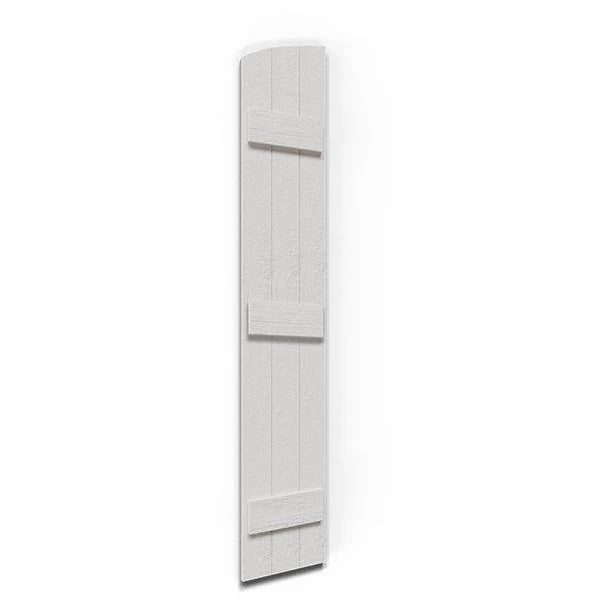 Rustic Faux Wood Shutters with Elliptical Arch Top E13048