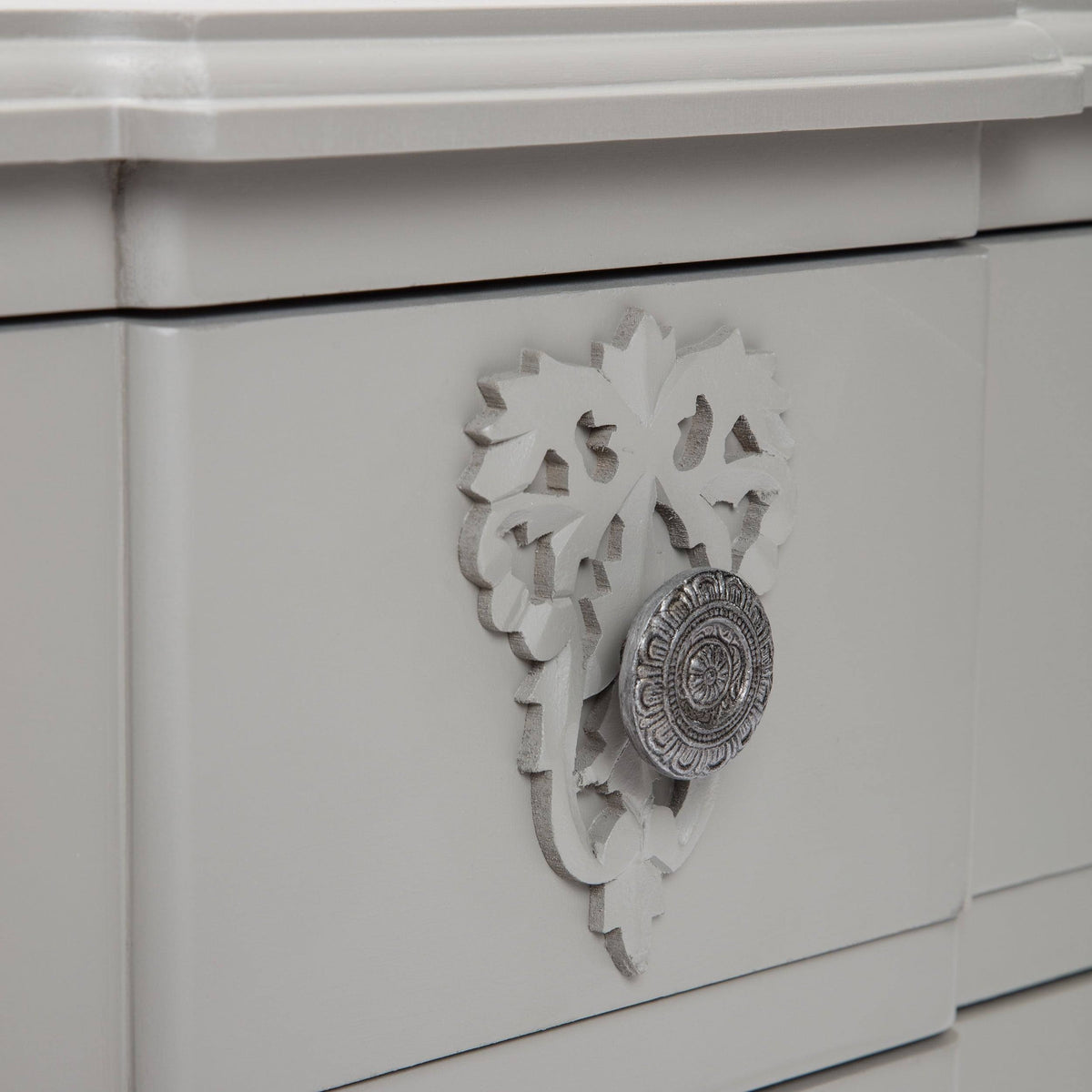 Gray Side Table with Two Drawers P255