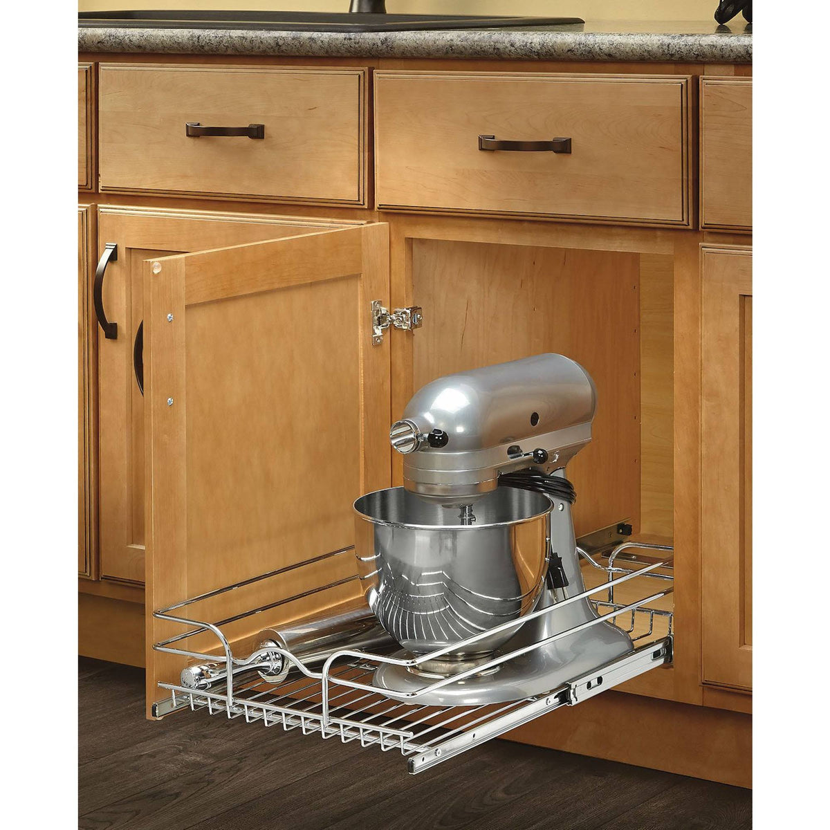 12 in. W x 20 in. D Chrome Wire Basket E9208