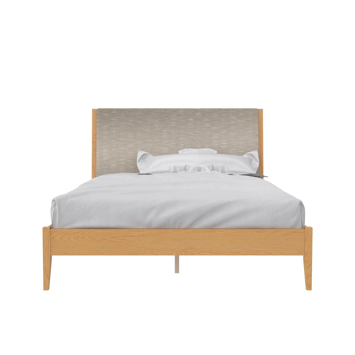 Beige Linen Queen Upholstered Wood Bed Frame S63527