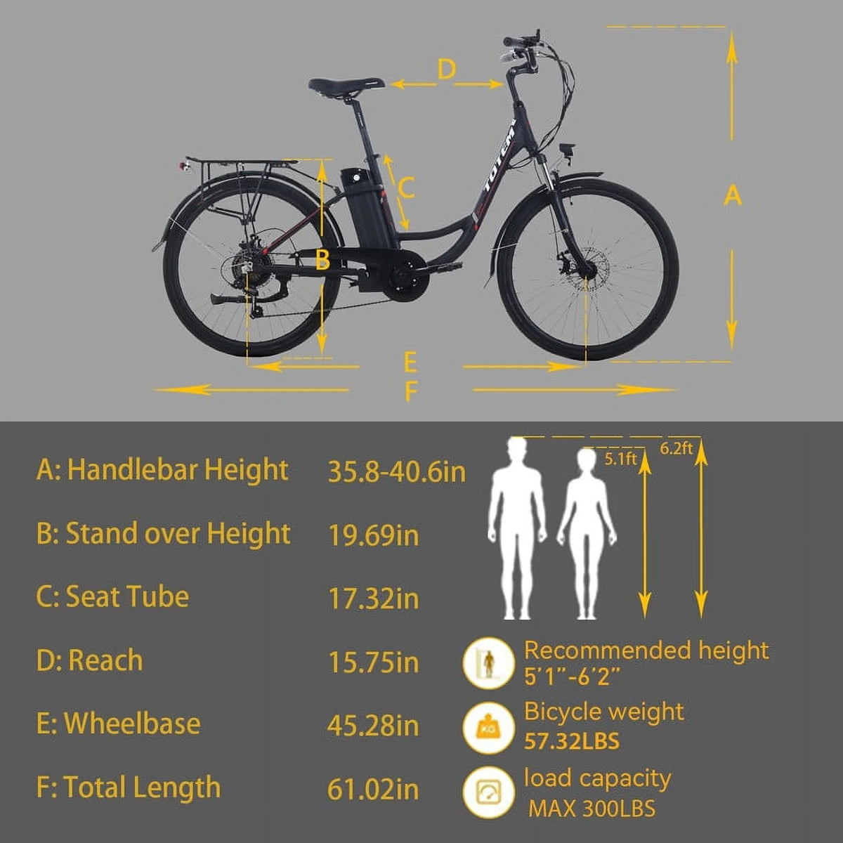 White 26” 350W Electric Bike with Removable Battery B481
