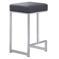 Faux Leather Backless Counter Height Stool in Gray/Silver (Set of 2) Z9056