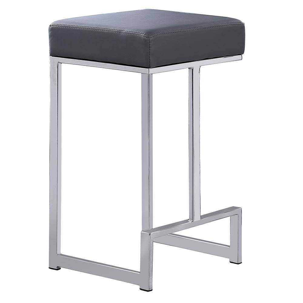 Faux Leather Backless Counter Height Stool in Gray/Silver (Set of 2) Z9056
