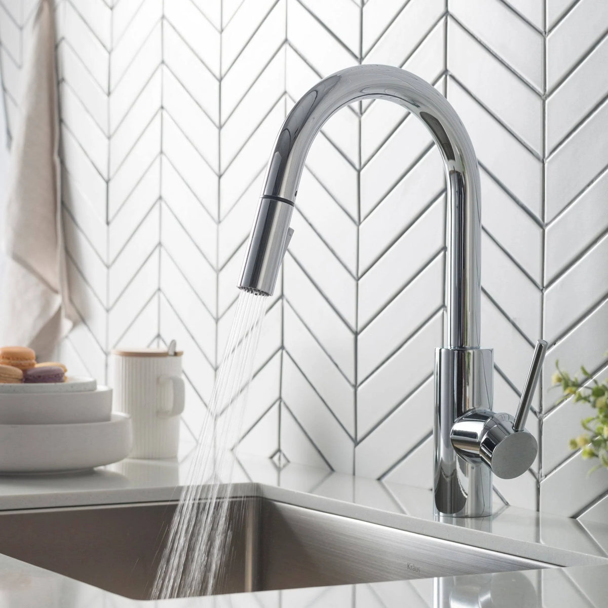 2-Function 1-Handle Pulldown Kitchen Faucet with Dispenser Faucet U416