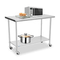 Stainless Steel Prep & Work Table with Caster Backsplash and Adjustable Undershelf M641739