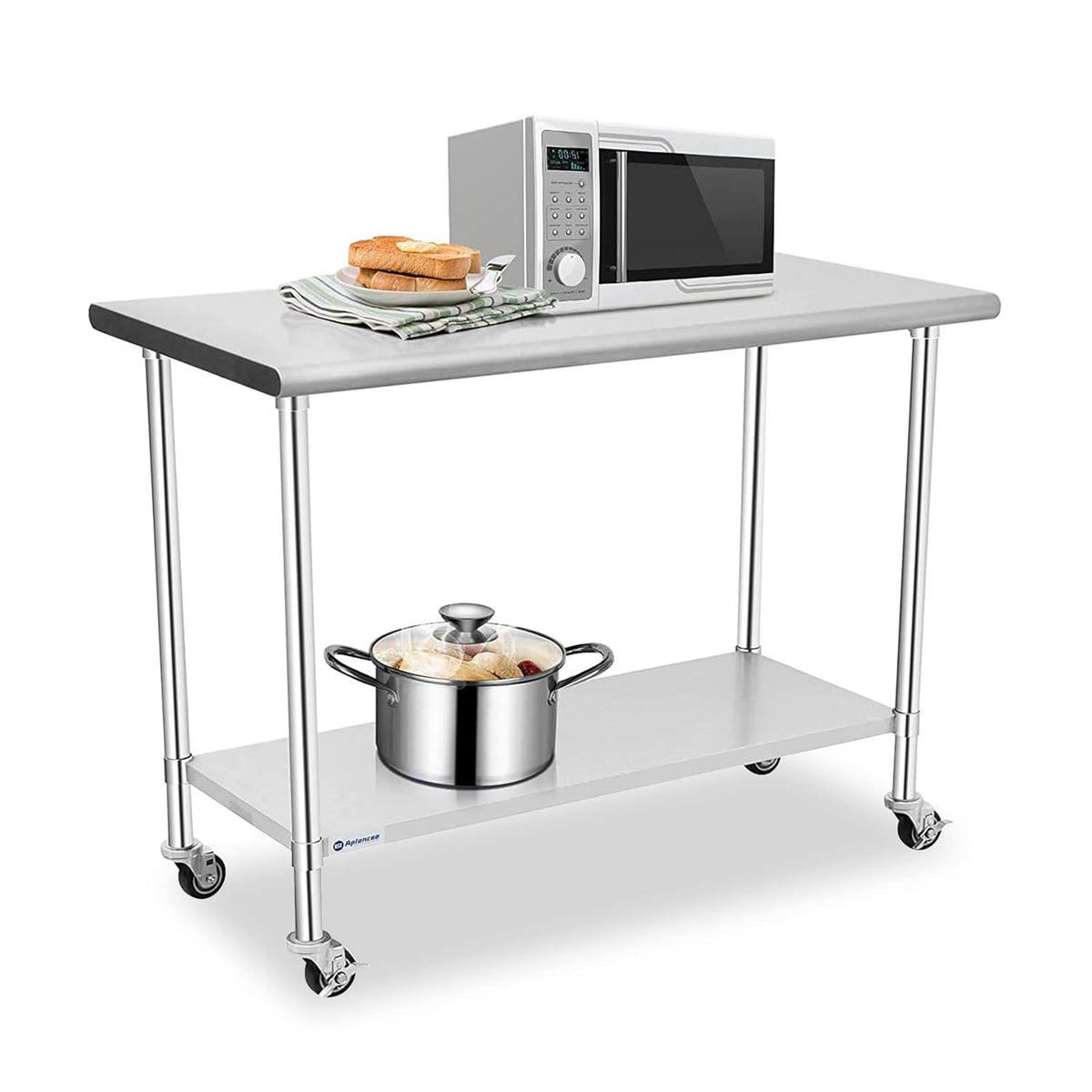 Stainless Steel Prep & Work Table with Caster Backsplash and Adjustable Undershelf M641739