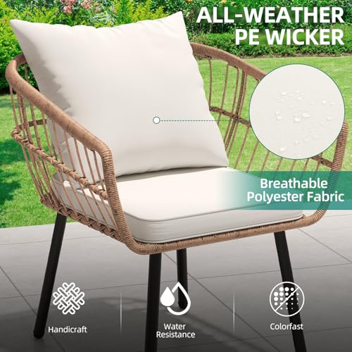 3 Piece Wicker Bistro Set with Cushions F277771