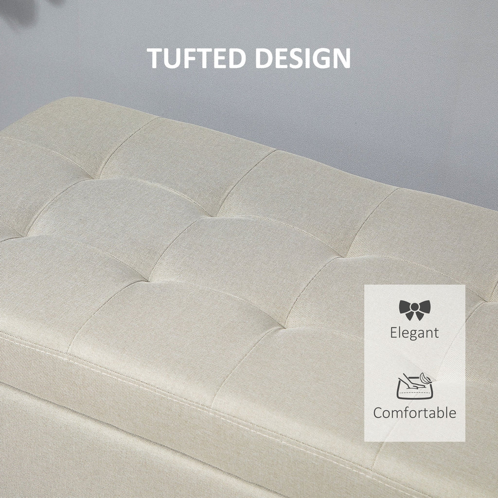 51" Tufted Linen Fabric Storage Bench S963
