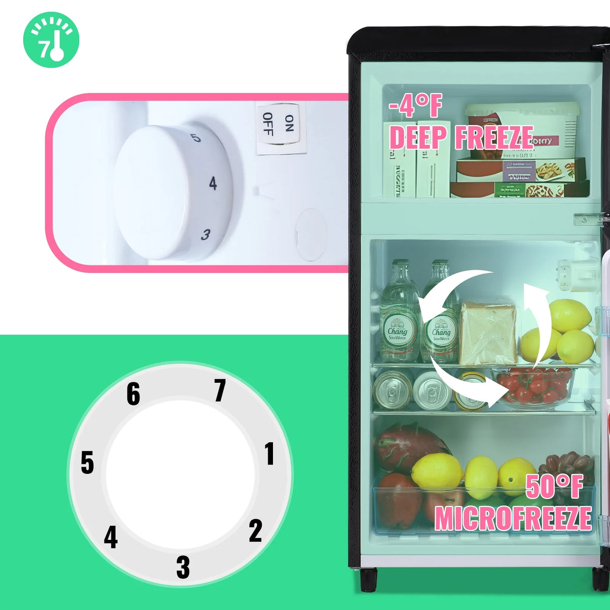 3.5 Cu. ft Black Mini Fridge Double Door Refrigerator F154