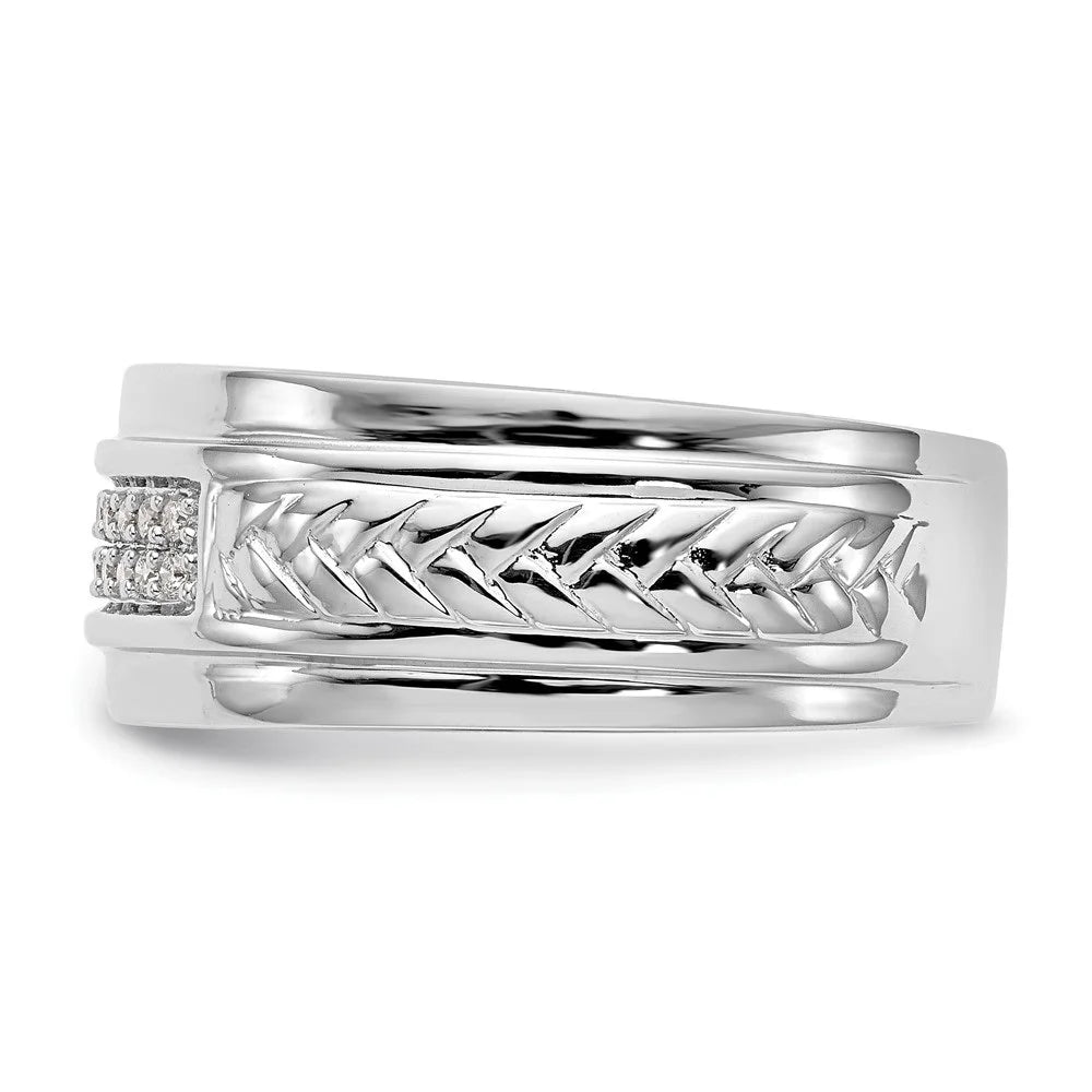 14K White Gold Diamond Trio Wedding Band Size 10 P24717