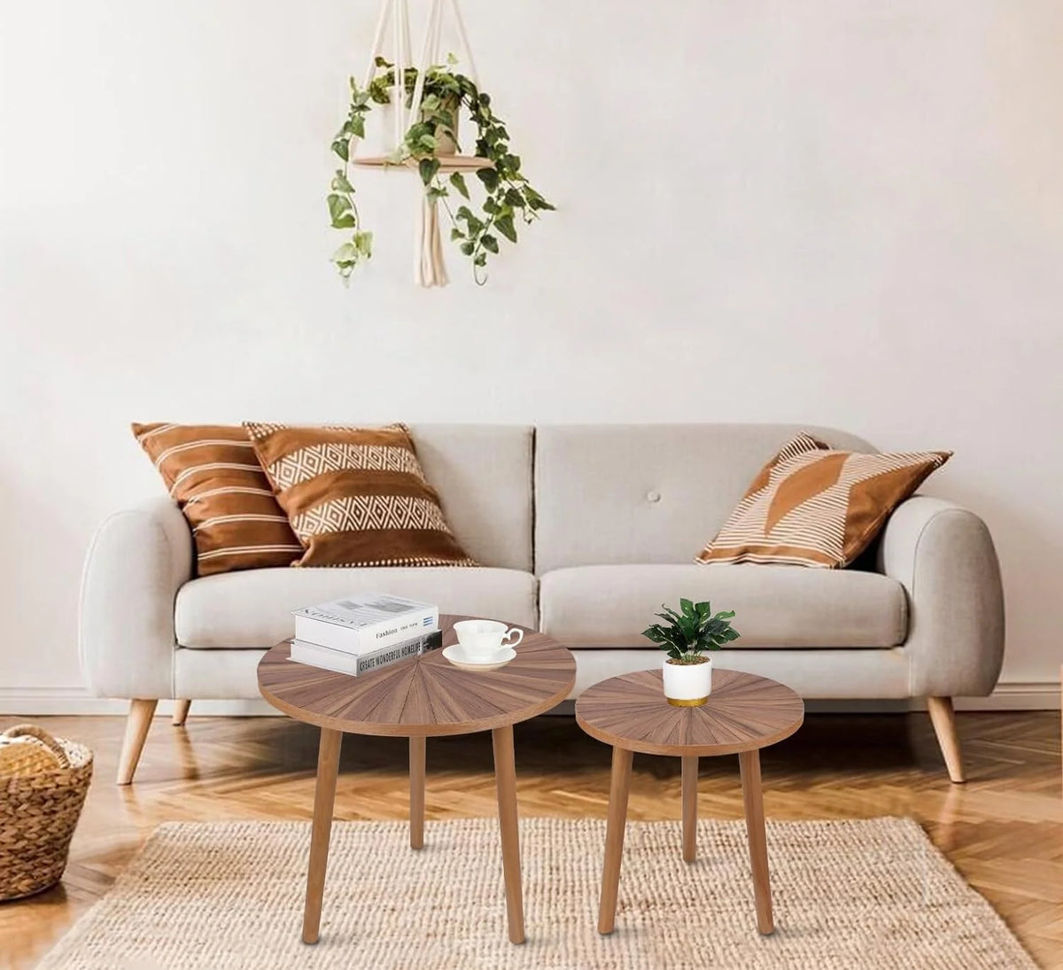 3 Piece Rustic Coffee Table and Side Table Set V220