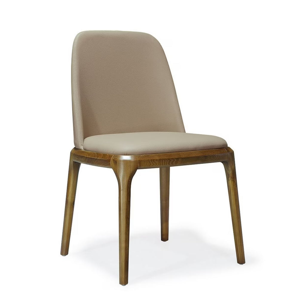 Tan and Walnut Faux Leather Dining Chair I65255