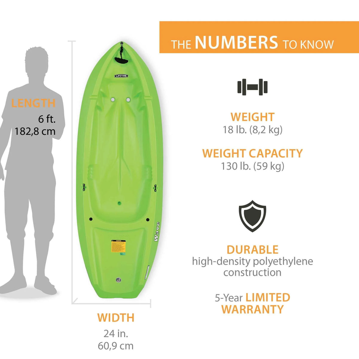 6 ft Youth Kayak Lime Green U4100