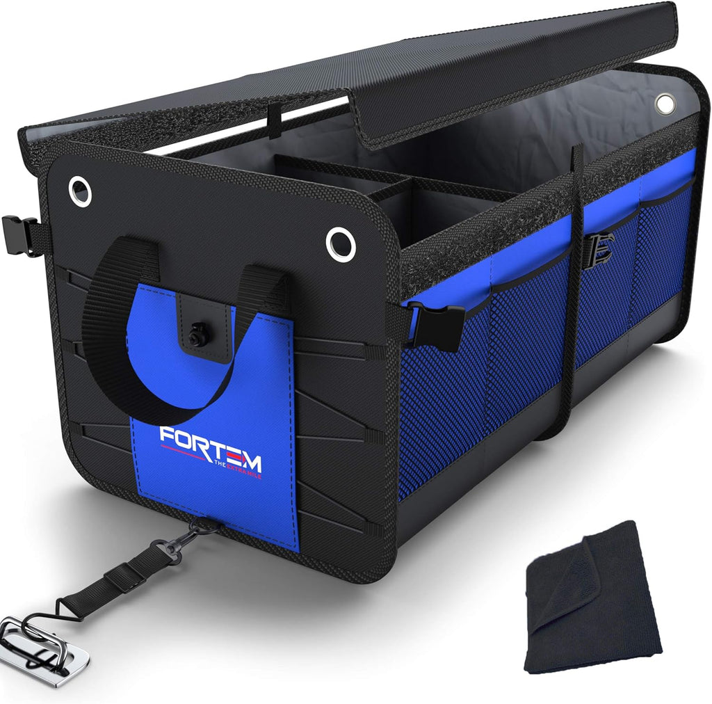 Black Collapsible Car Trunk Organizer with Cover W2372