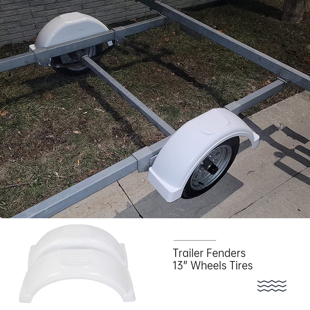 Pair of Single Axle Trailer Fenders 13" Wheels Tires Top Step Skirt Boat K437