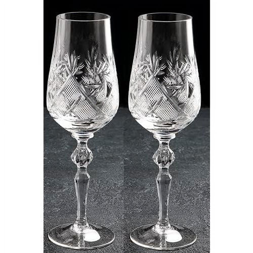 Hand Made Vintage Crystal Champagne Flute Glasses Set Of 2 J127781