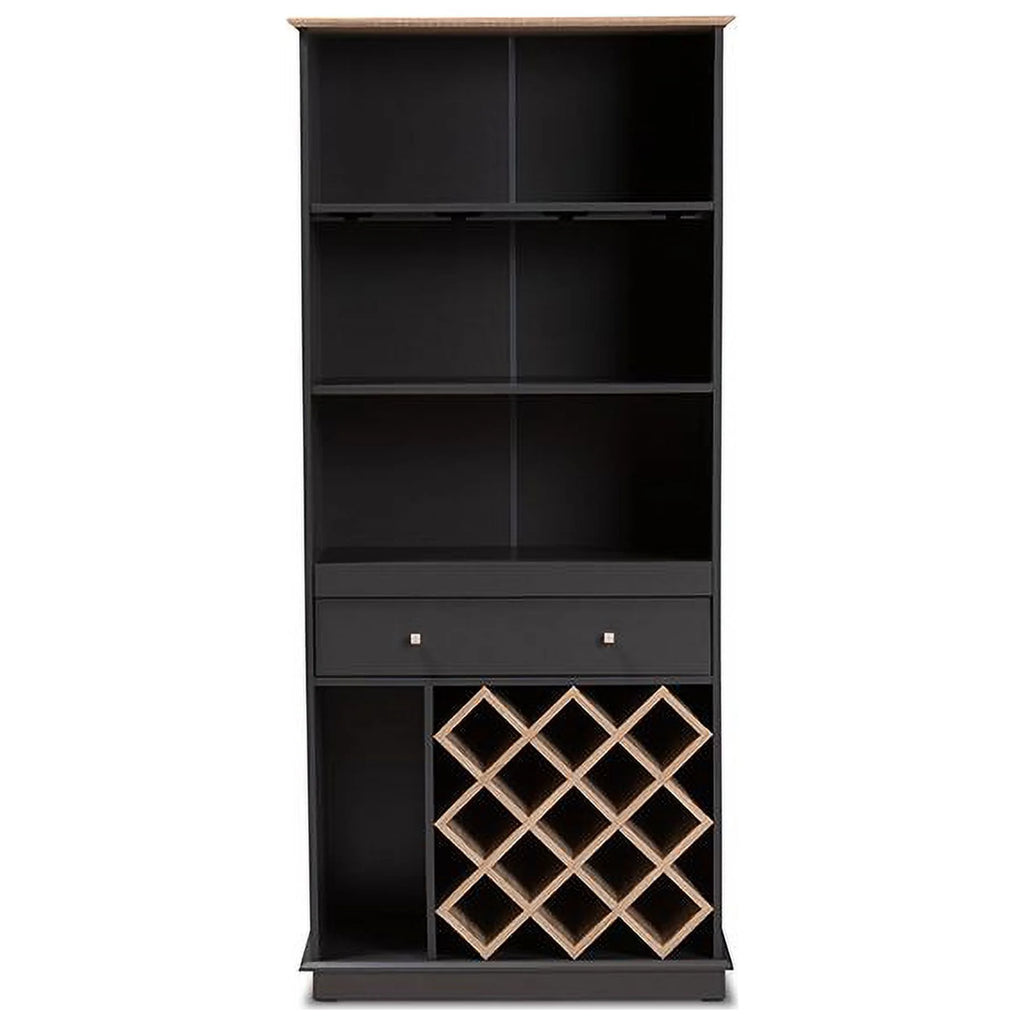 Dark Grey Oak Finished Wood Wine Cabinet K6102