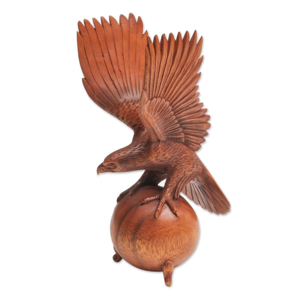 Brown Wood Eagle Sculpture F7256
